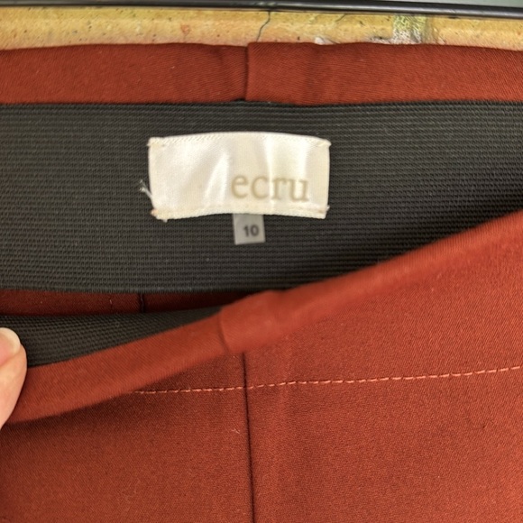 Ecru Rusty Brown Dress Pants Full-Length Tailored - Picture 3 of 5